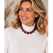 Bijoux Ketting kort ronde kralen 8119894 wijnrood mix Bijoux Ketting kort ronde kralen 8119894 wijnrood mix